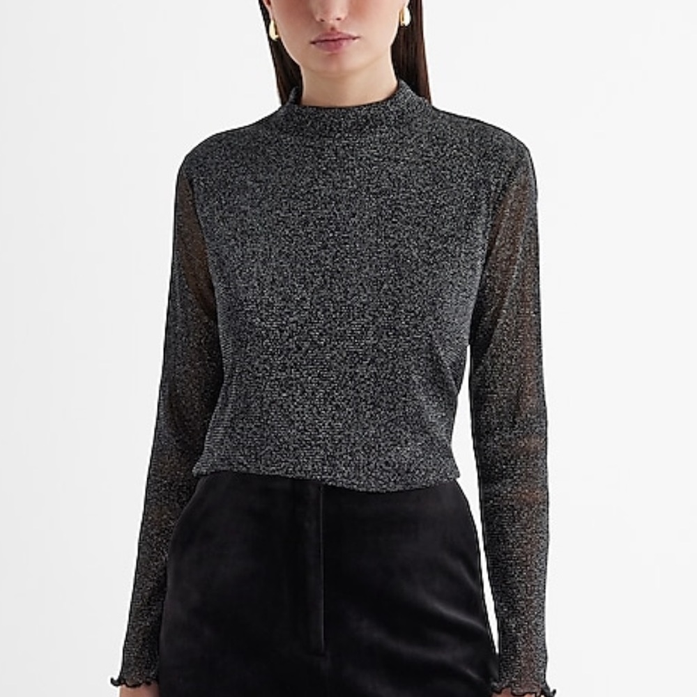 Mesh Shine Mock BlouseLG